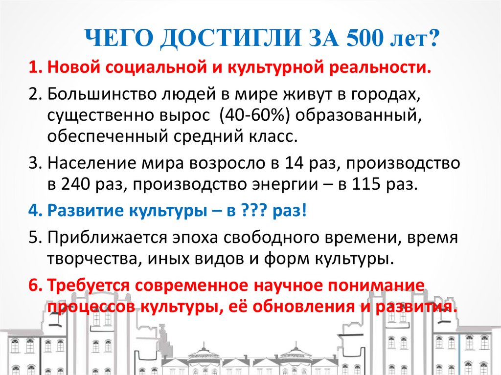 ЧЕГО ДОСТИГЛИ ЗА 500 лет?