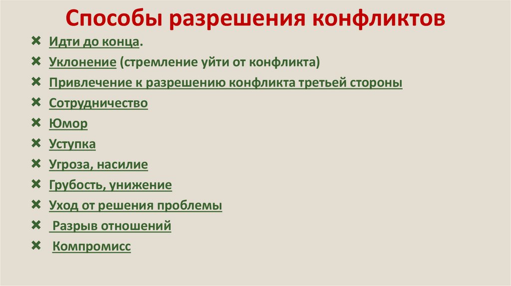 Способы разрешения конфликтов