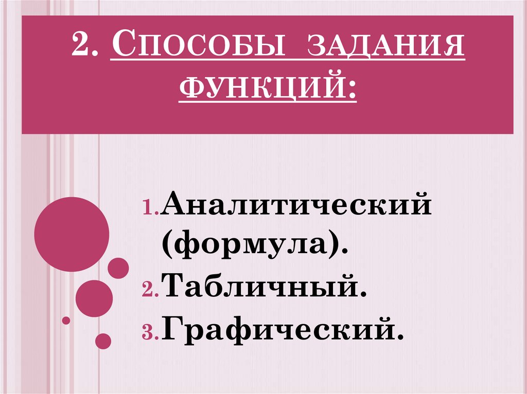 2. Способы задания функций: