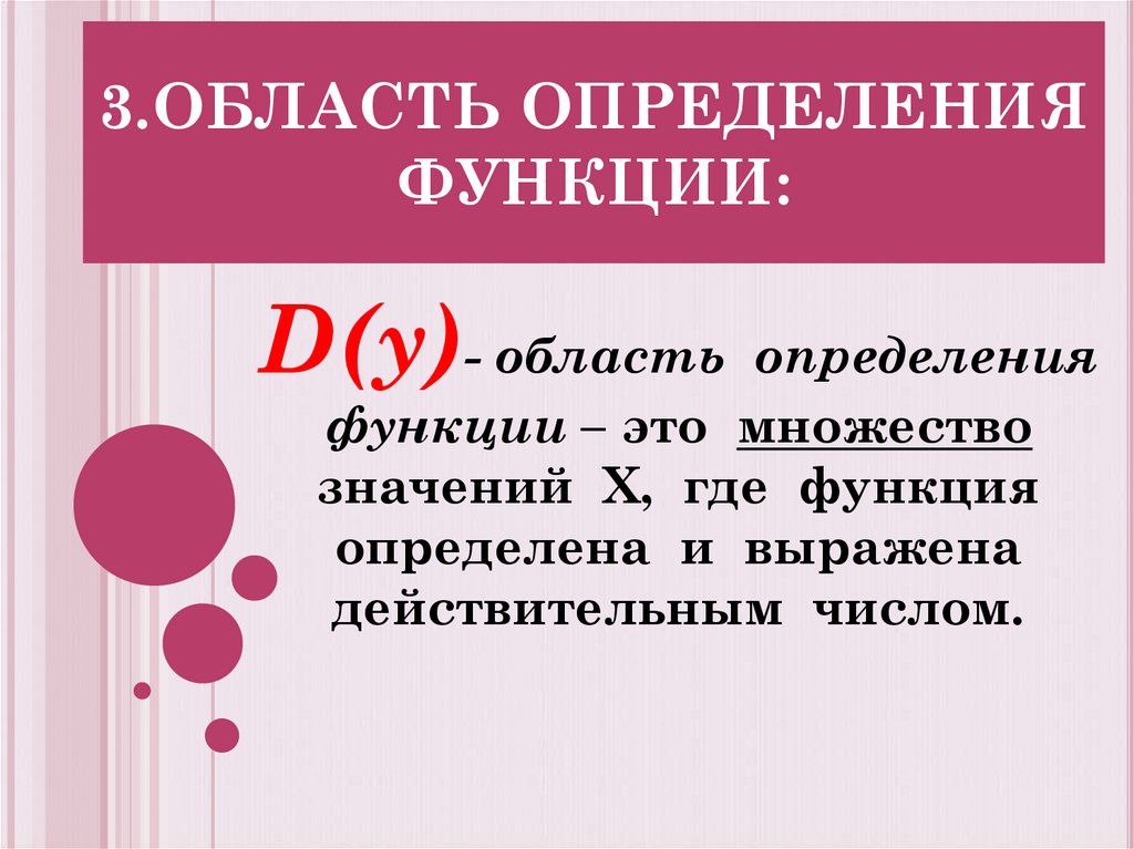 3.ОБЛАСТЬ ОПРЕДЕЛЕНИЯ ФУНКЦИИ: