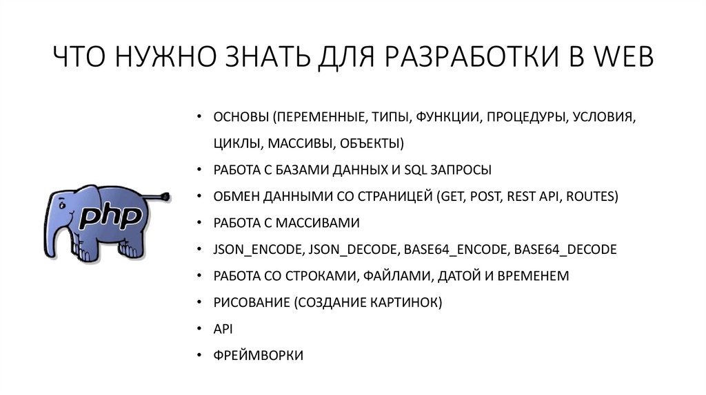 ЧТО НУЖНО ЗНАТЬ ДЛЯ РАЗРАБОТКИ В WEB