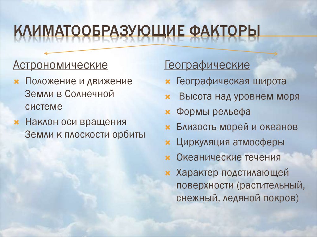 Климатообразующие факторы