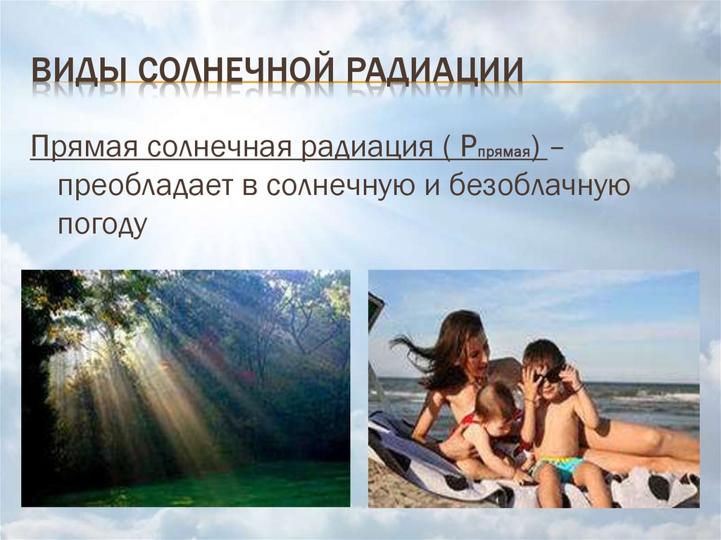 Виды солнечной радиации