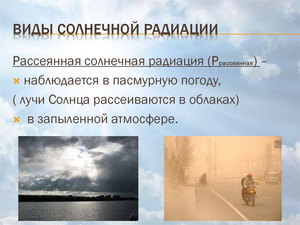 Виды солнечной радиации