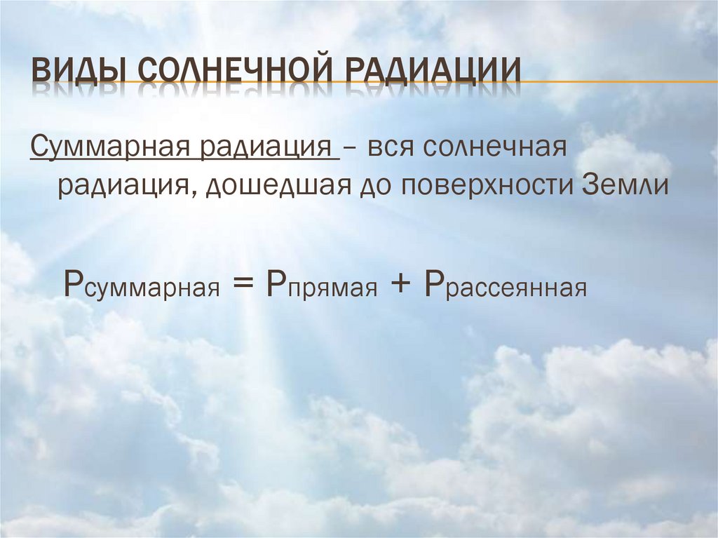 Виды солнечной радиации