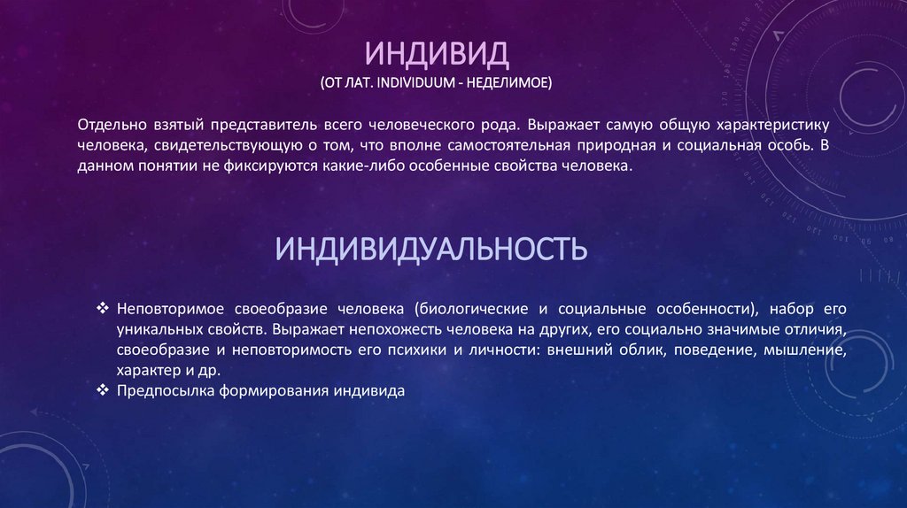 Индивид (от лат. Individuum - неделимое)