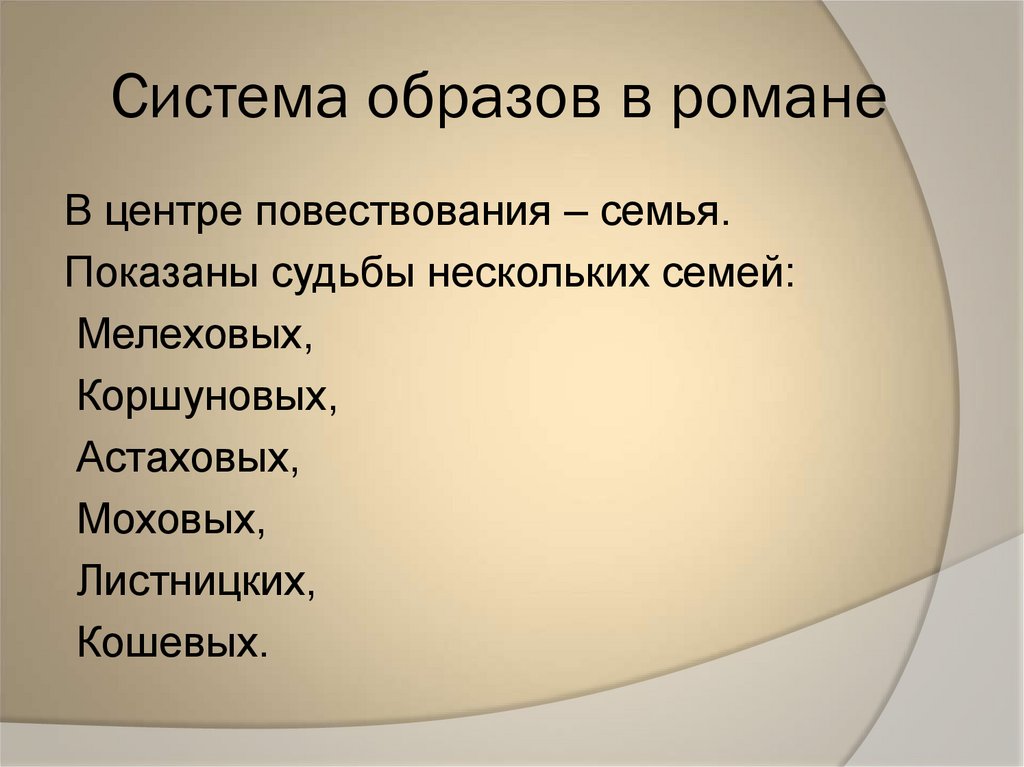 Система образов в романе