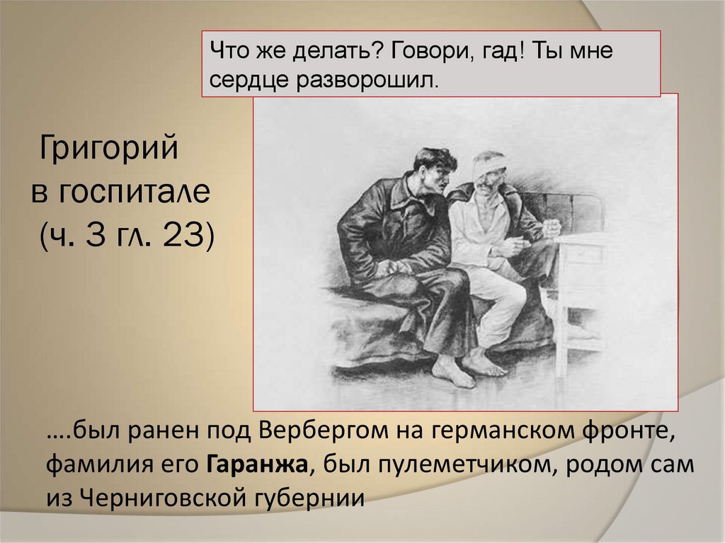 Григорий в госпитале (ч. 3 гл. 23)