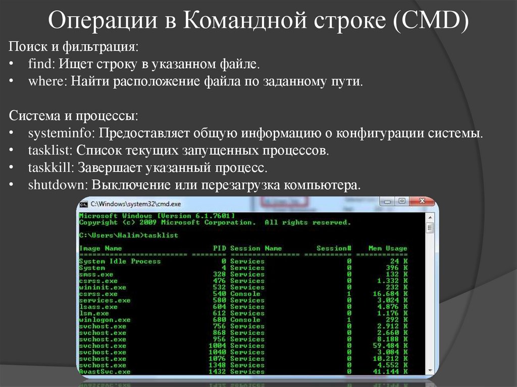 Операции в Командной строке (CMD)