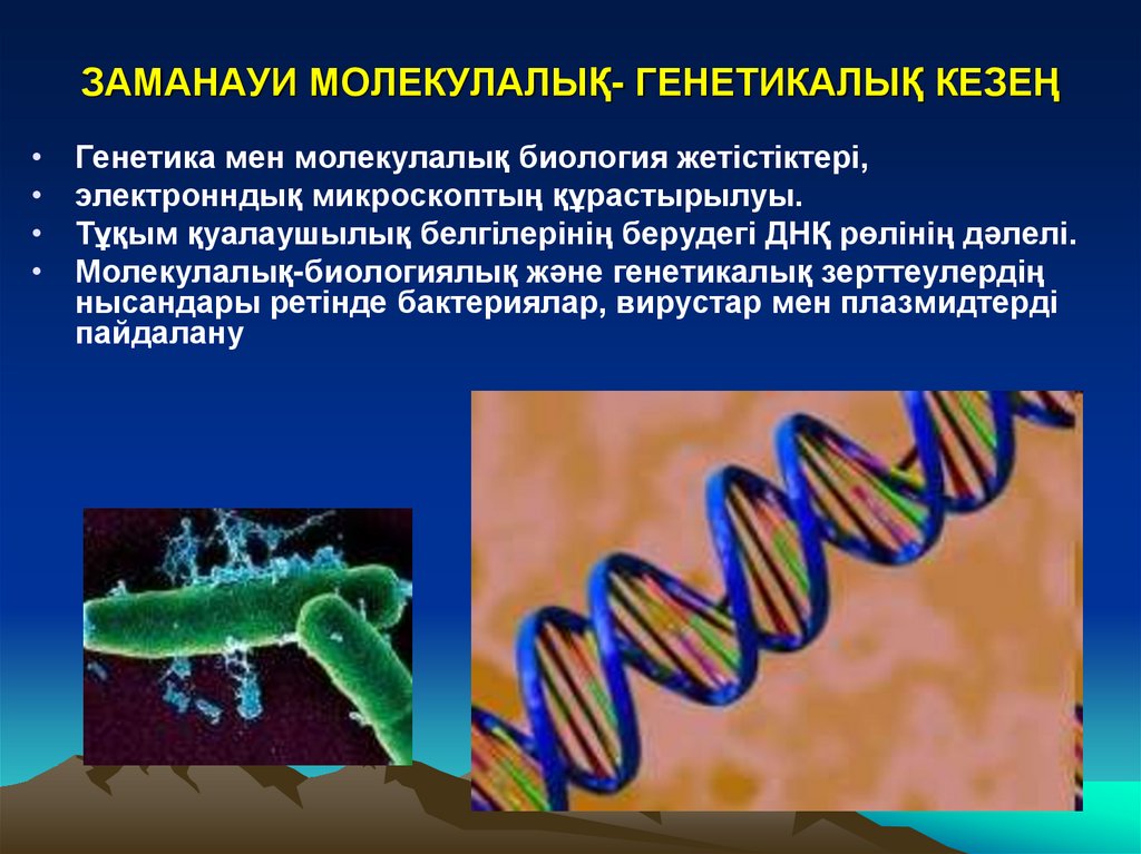 ЗАМАНАУИ МОЛЕКУЛАЛЫҚ- ГЕНЕТИКАЛЫҚ КЕЗЕҢ