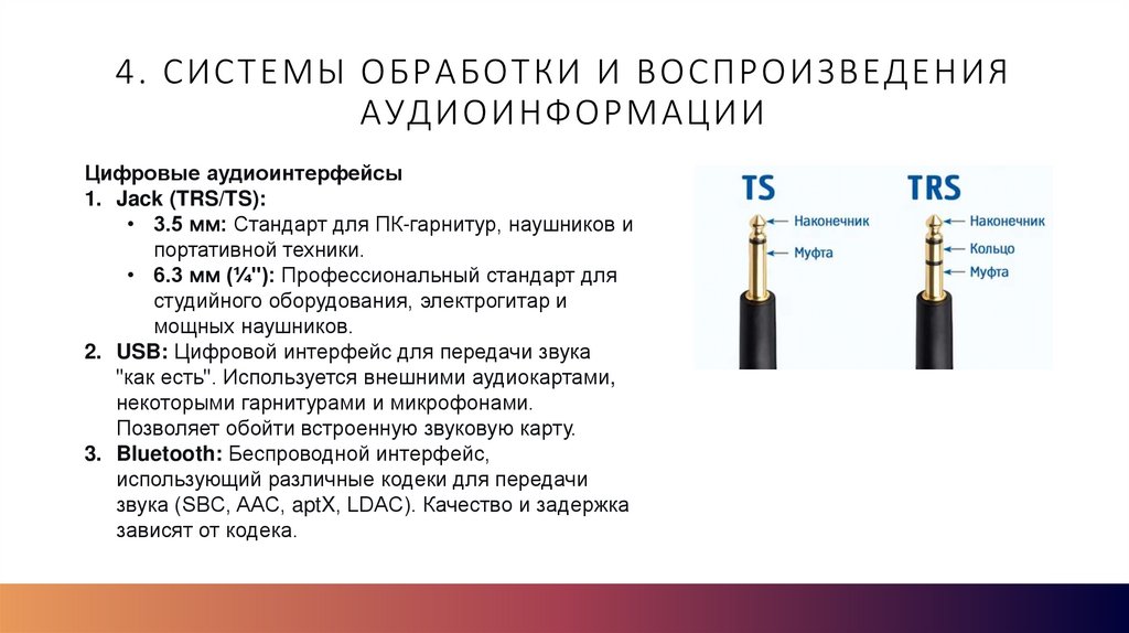 4. Системы обработки и воспроизведения аудиоинформации