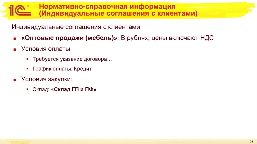 Нормативно-справочная информация (Индивидуальные соглашения с клиентами)