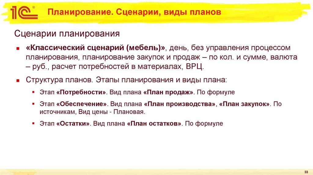 Планирование. Сценарии, виды планов