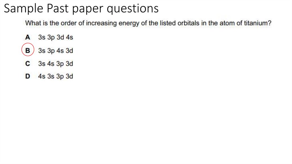Sample Past paper questions