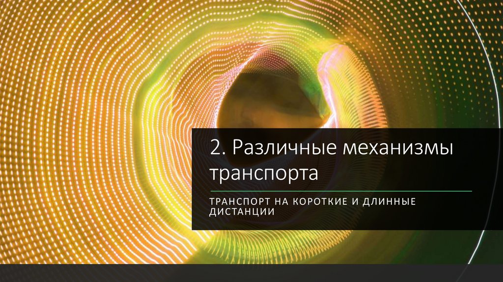 2. Различные механизмы транспорта