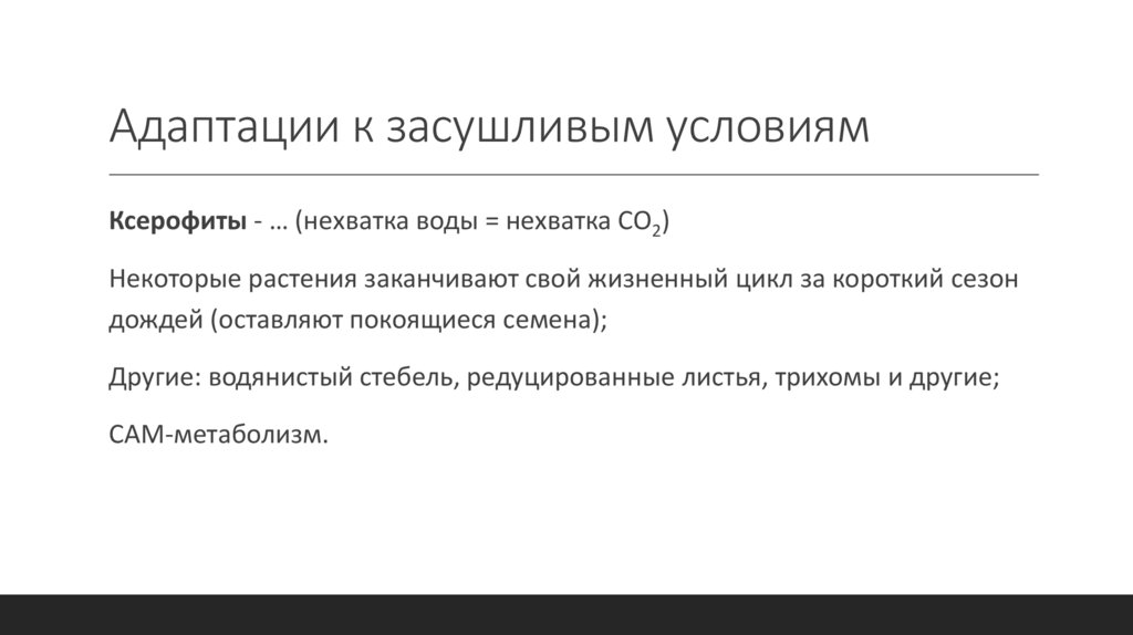 Адаптации к засушливым условиям