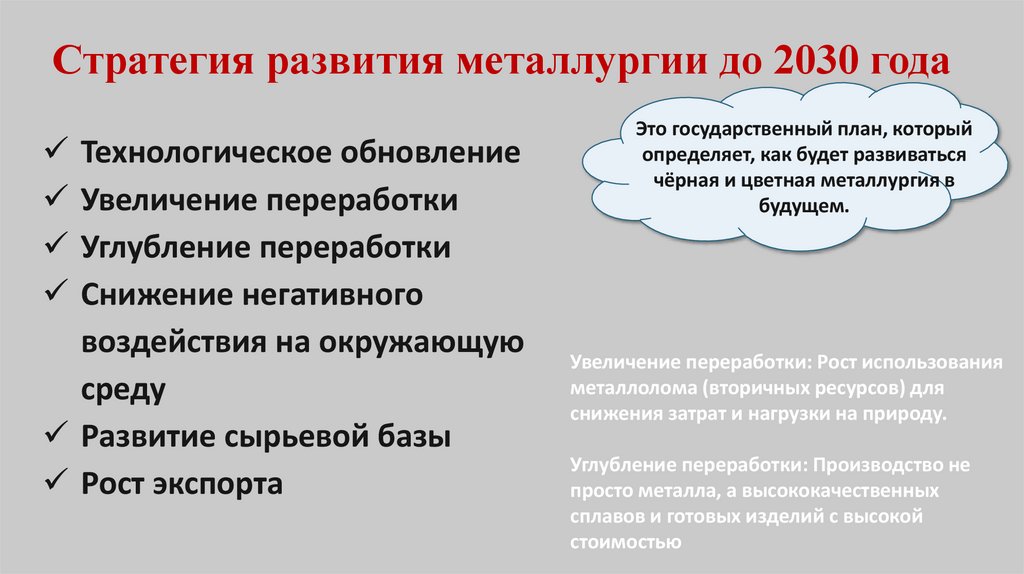 Стратегия развития металлургии до 2030 года