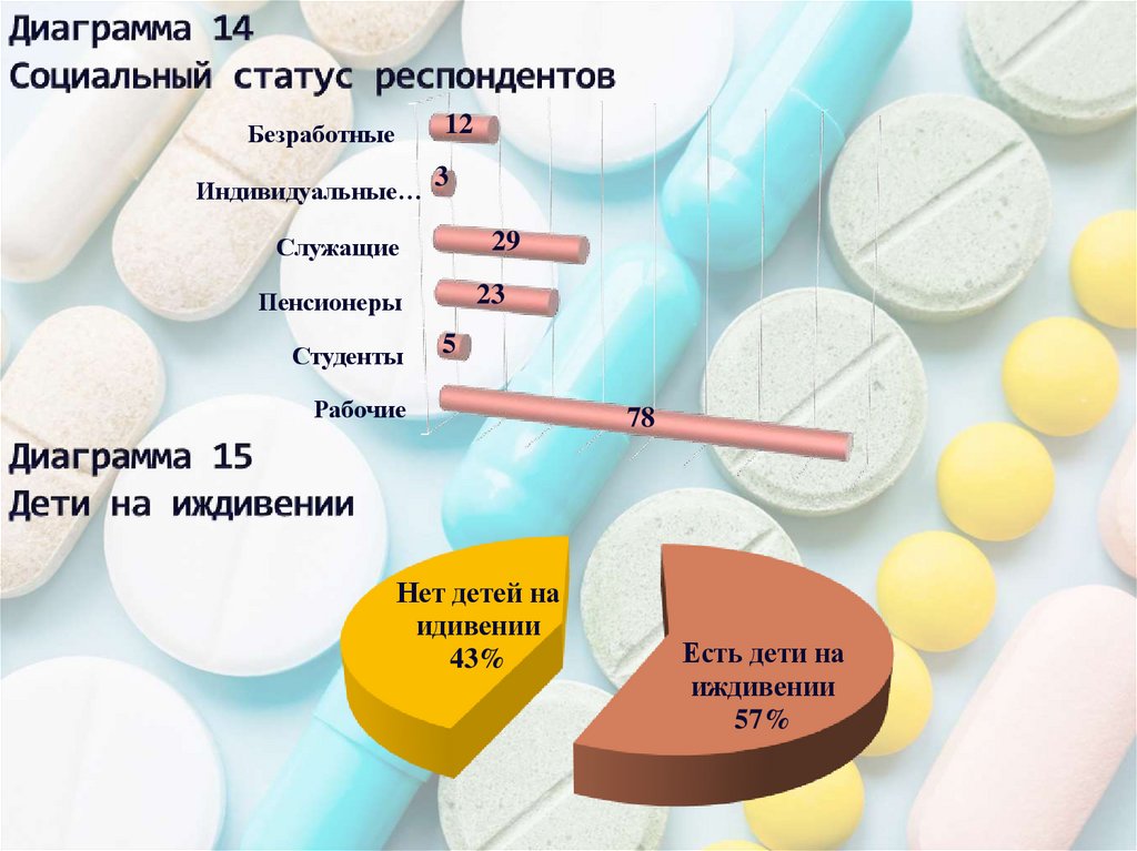 Диаграмма 14 Социальный статус респондентов Диаграмма 15 Дети на иждивении