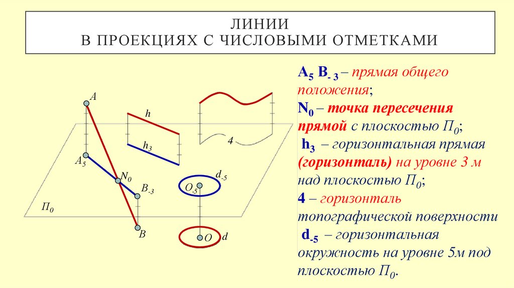 ЛИНИИ В проекциях с числовыми отметками