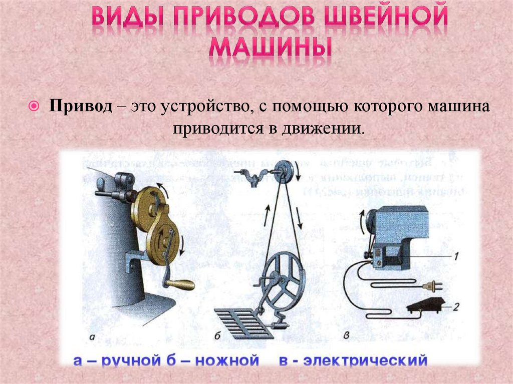 Виды приводов швейной машины