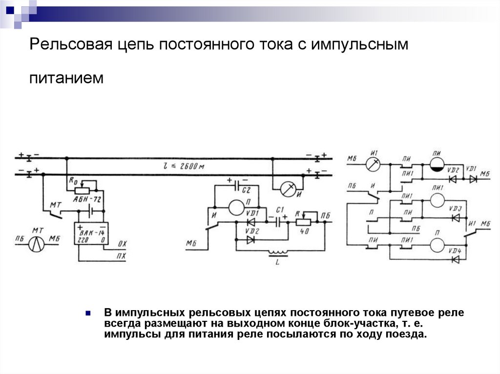 Рельсовая цепь постоянного тока с импульсным питанием