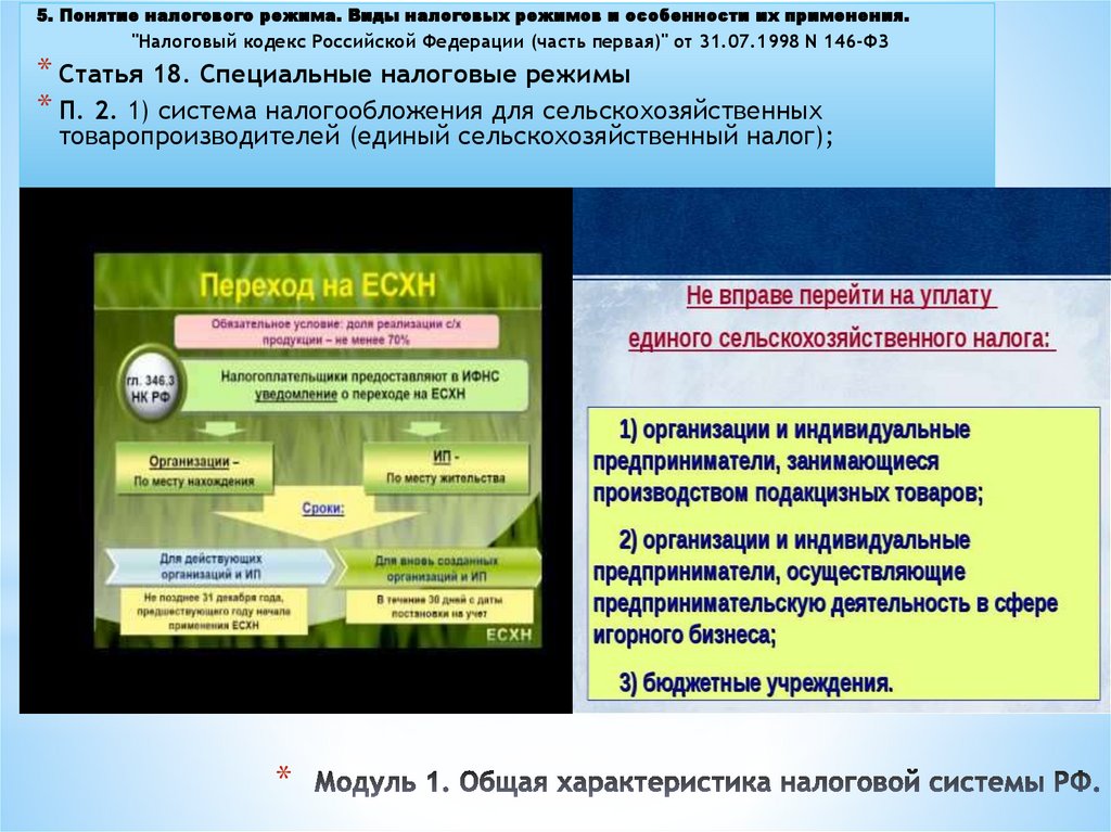 Модуль 1. Общая характеристика налоговой системы РФ.