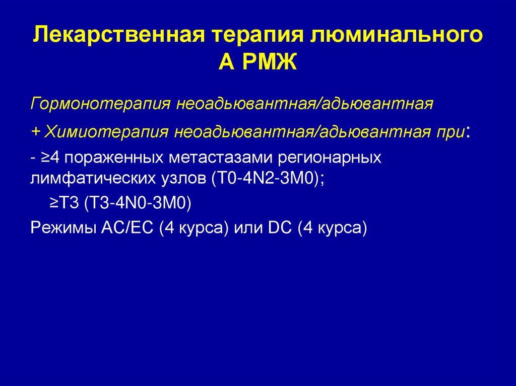Лекарственная терапия люминального А РМЖ