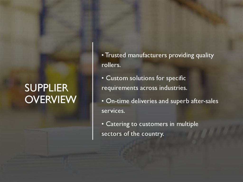 Supplier overview