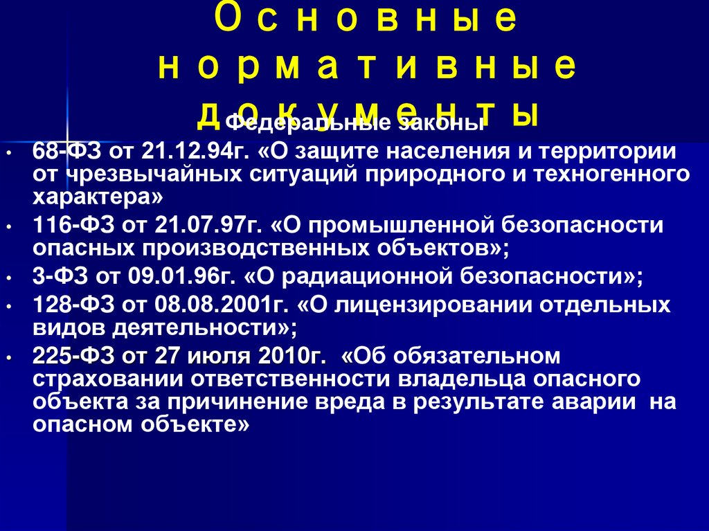 Основные нормативные документы