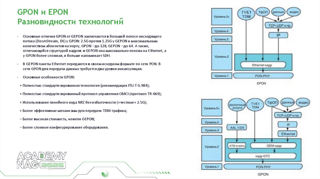 GPON и EPON Разновидности технологий