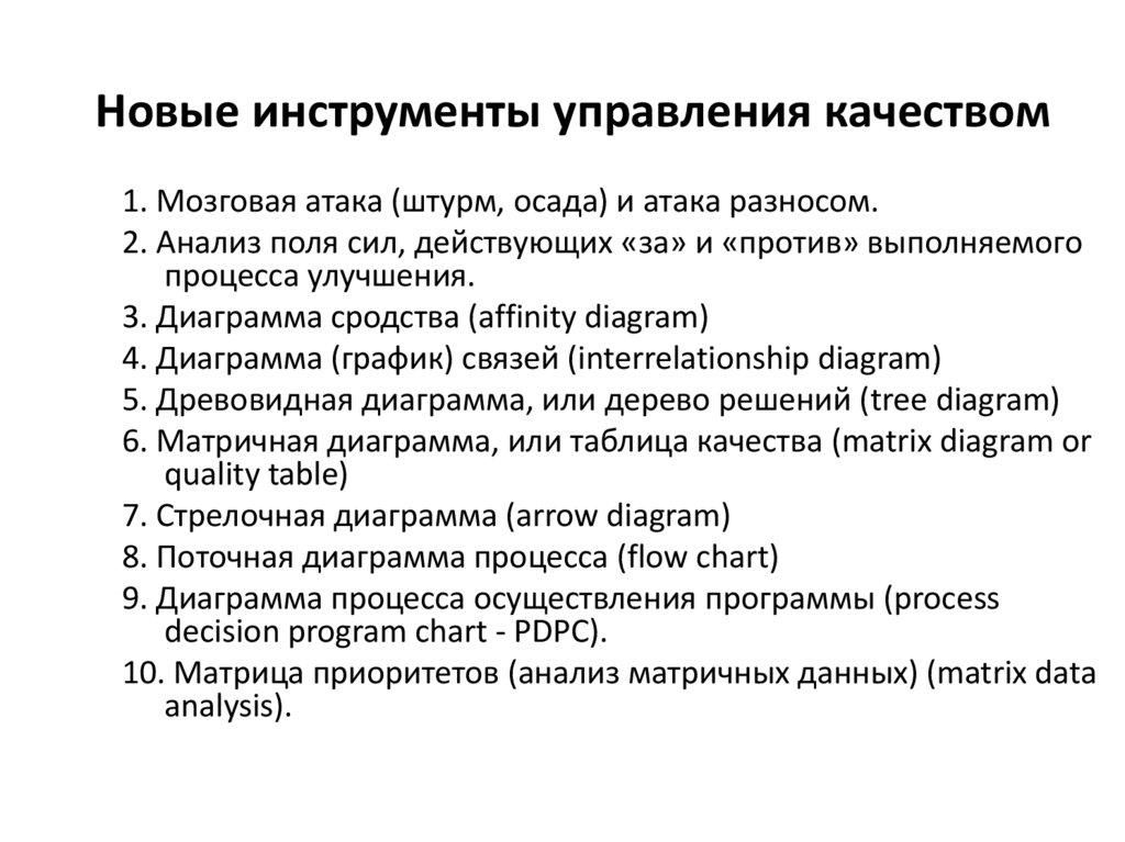 Новые инструменты управления качеством