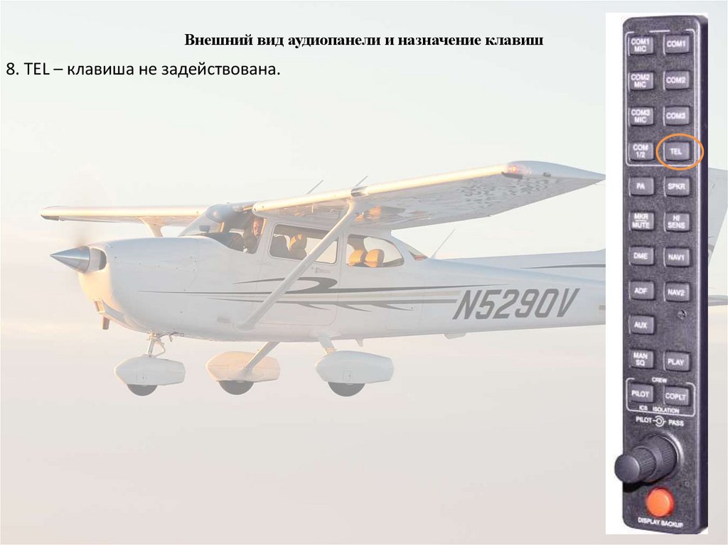 Внешний вид аудиопанели и назначение клавиш