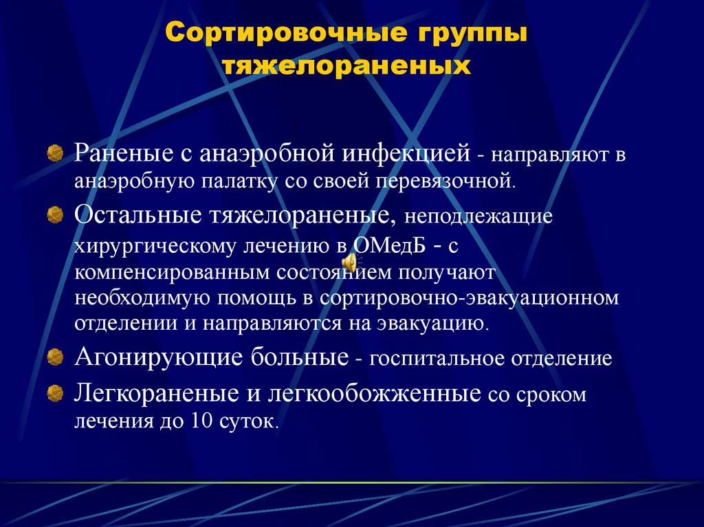 Сортировочные группы тяжелораненых