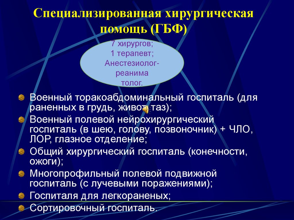 Специализированная хирургическая помощь (ГБФ)