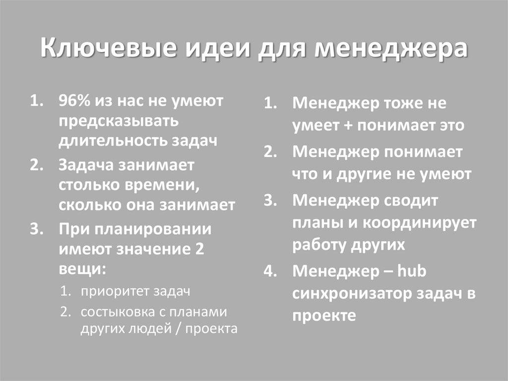 Ключевые идеи для менеджера
