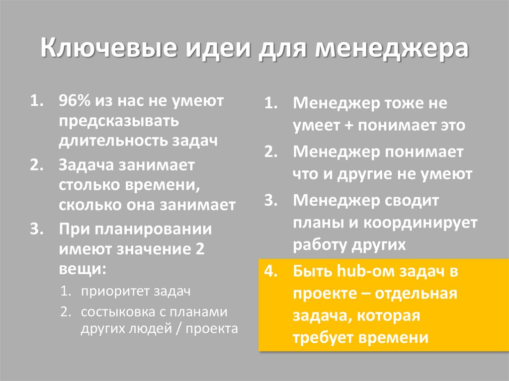Ключевые идеи для менеджера
