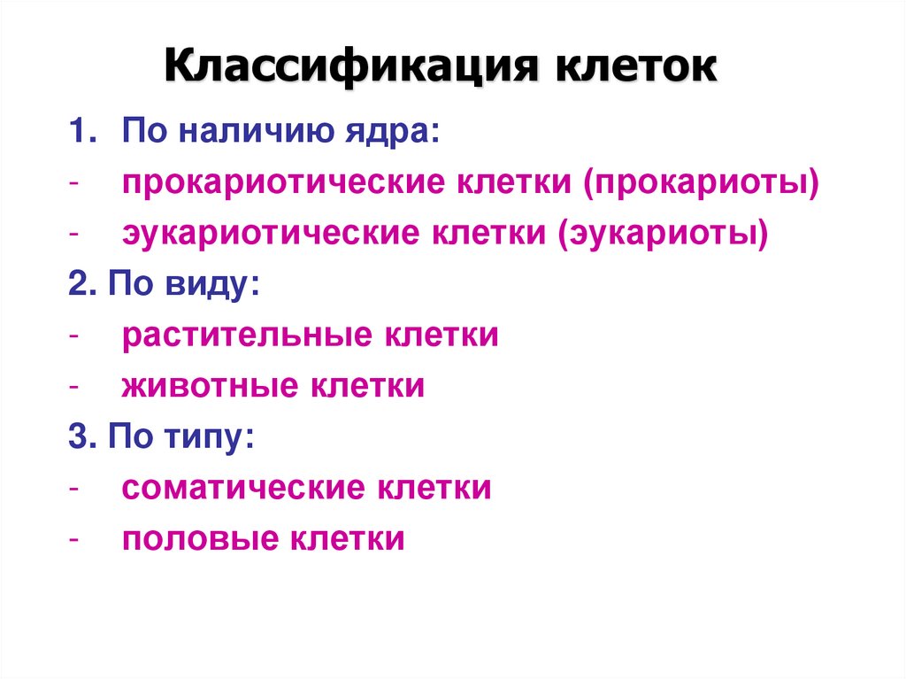 Классификация клеток