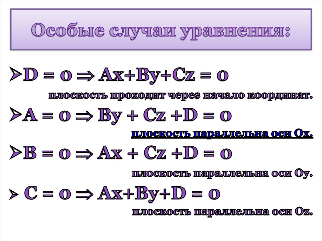 Особые случаи уравнения: