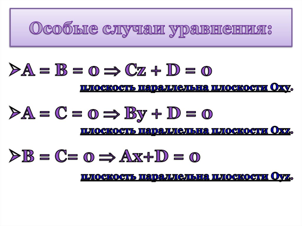 Особые случаи уравнения: