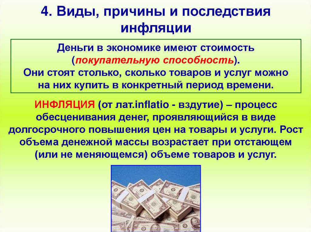 4. Виды, причины и последствия инфляции