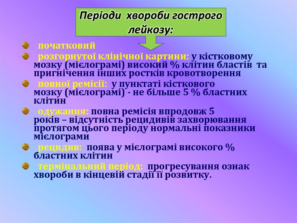 Періоди хвороби гострого лейкозу: