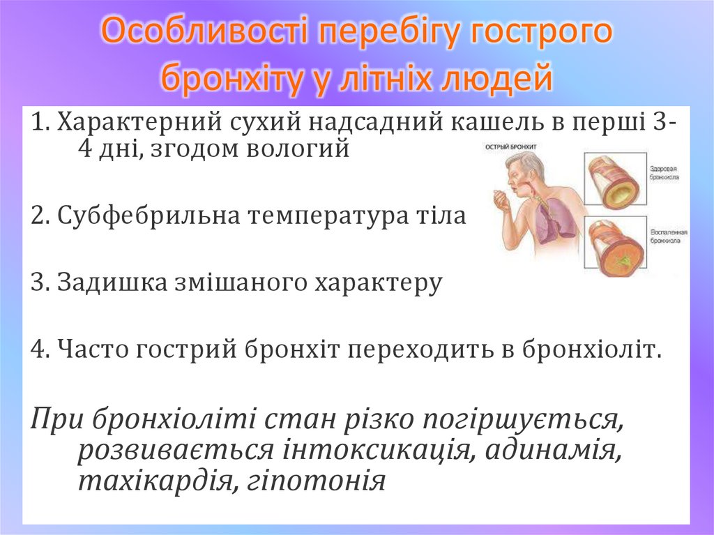 Особливості перебігу гострого бронхіту у літніх людей
