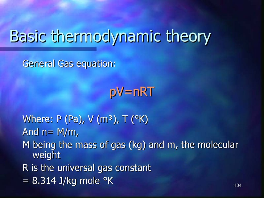 Basic thermodynamic theory