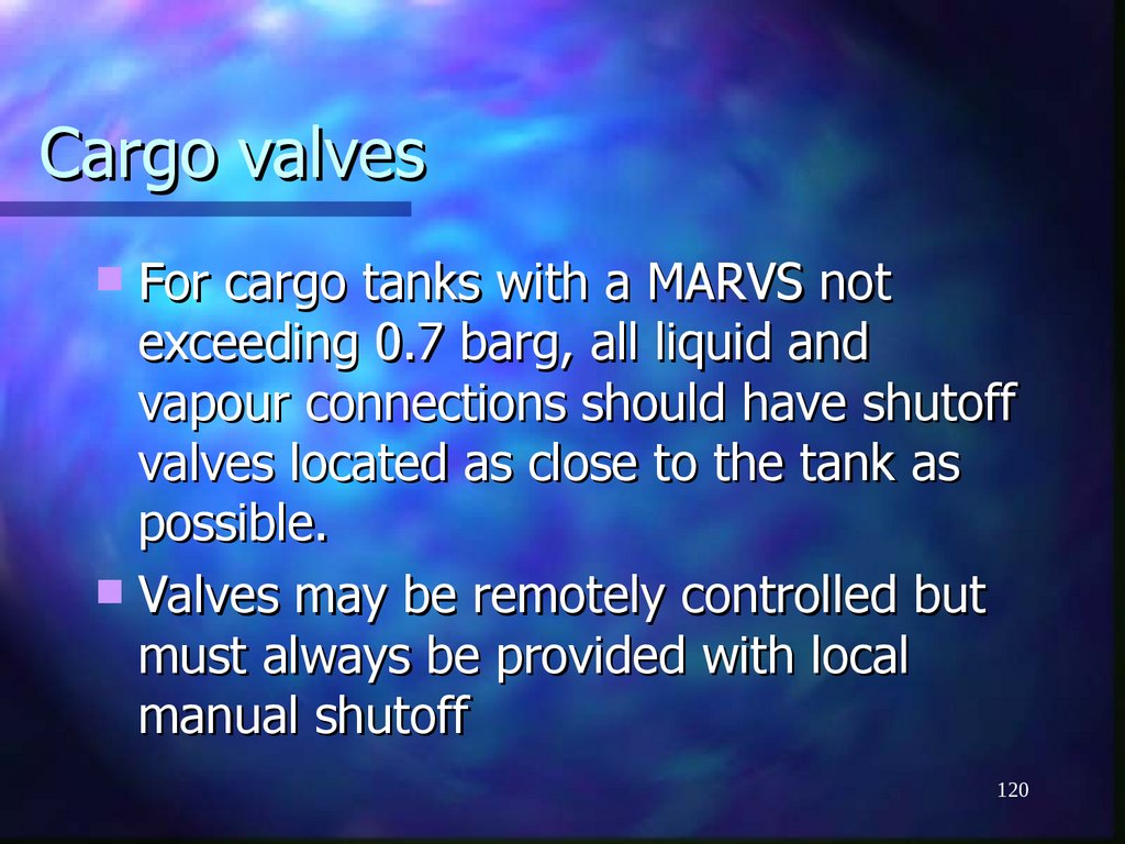 Cargo valves