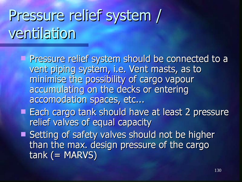 Pressure relief system / ventilation