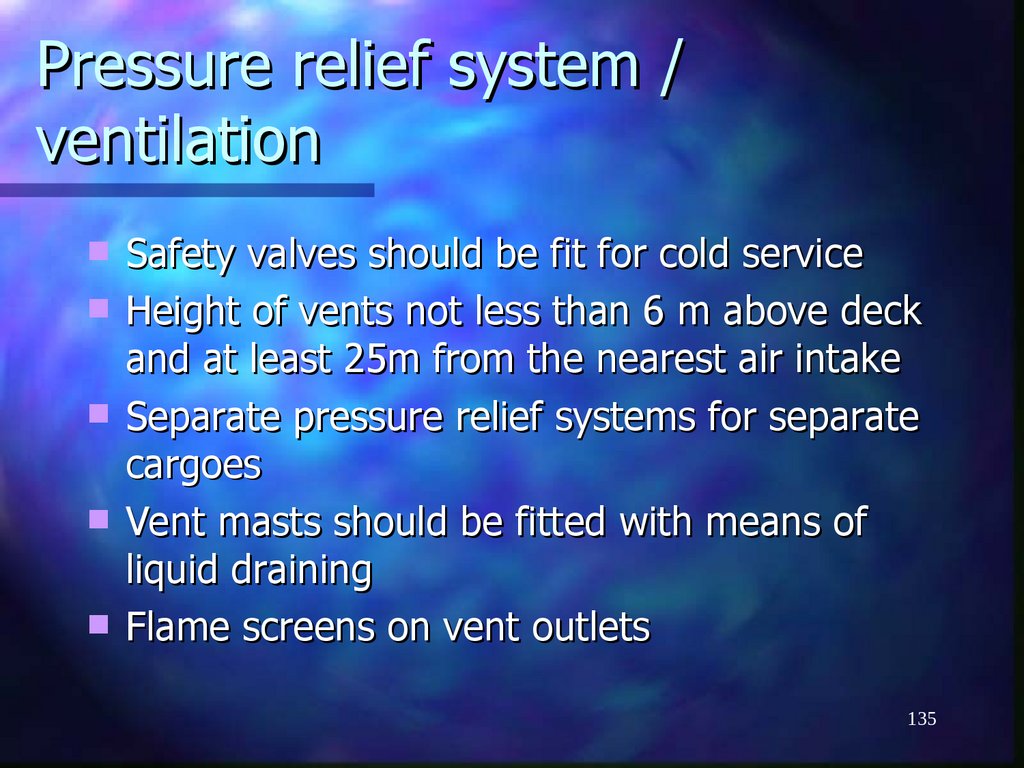 Pressure relief system / ventilation