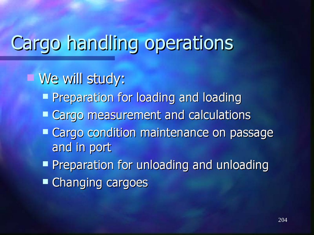 Cargo handling operations