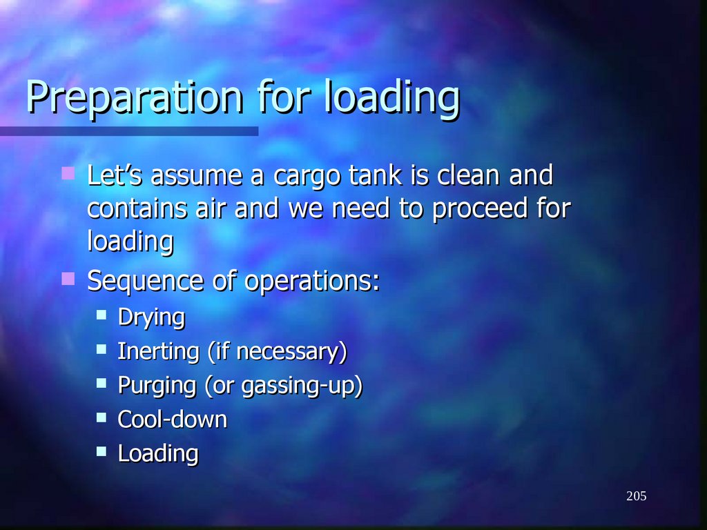 Preparation for loading