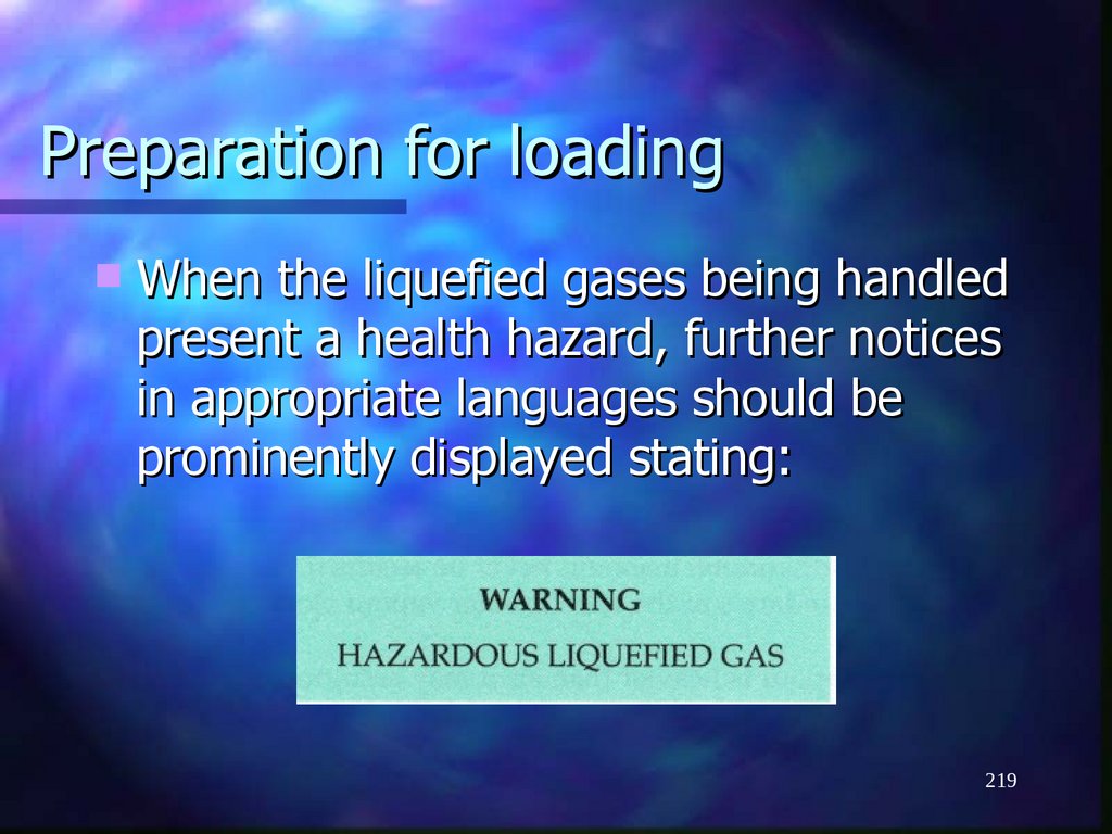 Preparation for loading