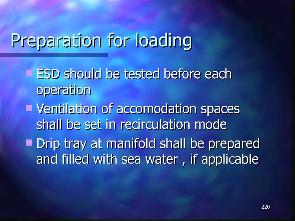 Preparation for loading